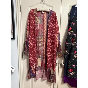 Boho Patchwork Bell Sleeve Sheer Duster‎ Cardigan Festival Hippie Cottagecore thumbnail 3
