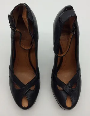 Givenchy Peep Toe Hidden Platform High Heel/Ankle Strap Pump in Black Leather thumbnail 1
