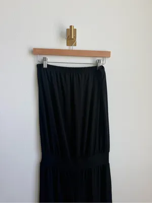 Carmen Marc Valvo Black Strapless Wide Leg Jumpsuit Cover Up Medium thumbnail 3