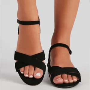 Nubuck Cross Sandals Black Size 8 thumbnail 2