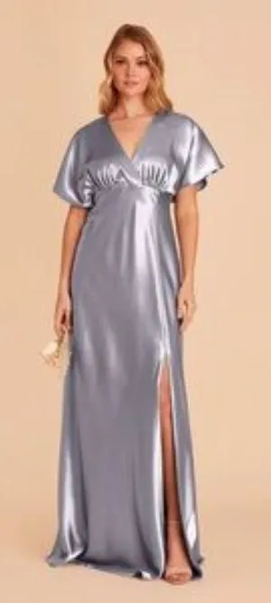 Birdy Grey Jesse Dress in Shiny Satin Dusty Blue size XL thumbnail 1