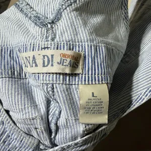 Zana Di Jeans Womens L Railroad Stripe Shortalls Overalls Cargo Y2K Utility Blue thumbnail 9
