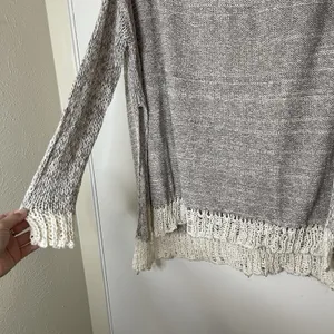 Free People Haiku Pullover Sweater open knit tunic beige ivory size small thumbnail 4