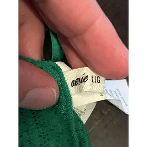 Aerie Bralette Bra Womens Large Green Lace Wireless Unlined Longline Stretch thumbnail 5