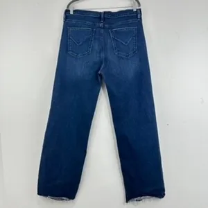 Hudson Rosie Wide Leg High Rise Jeans Dark Wash Wm Size 33 Button Fly Raw‎ Hem thumbnail 6