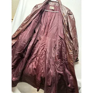 Vtg Global Identity G-III Long Women's Red Leather Trench Coat Size S 80's 90's thumbnail 3