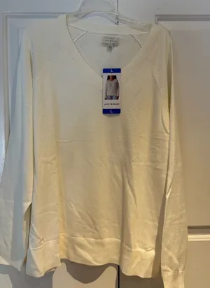 Lucky Brand Ivory Knit Sweater Top thumbnail 1