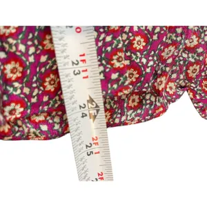 Free People Boho Floral Peasant Top M Purple Red Tie Up Studded Beaded Rayon thumbnail 10
