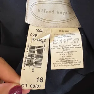 Alfred Angelo 7008 A-Line‎ Dress Bridesmaid Homecoming Navy Blue Satin Size 16 thumbnail 6