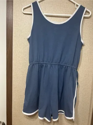 wonder nation Blue Sleeveless Drawstring Romper with White Trim thumbnail 3