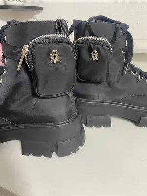 Steve Madden Black Combat Moto Boots with Lace-Up Front Size 8 thumbnail 14