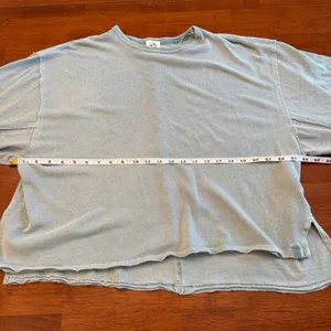 Free People Care FP Ready For This Tee Cropped Oversized Aegean Teal Size Large thumbnail 7