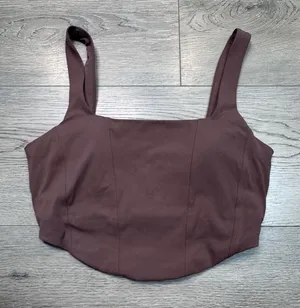 All‎ in Motion Womens Corset Sports Bra Brown Square Neck Curved Hem XSmall XS thumbnail 1