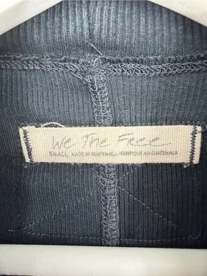 FP We The Free Pixie Tee Black Washed Ribbed Long Sleeve Mock Neck Boho Small thumbnail 5