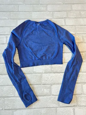 Gym Shark Cropped Long-Sleeve Top - Blue size Small thumbnail 2