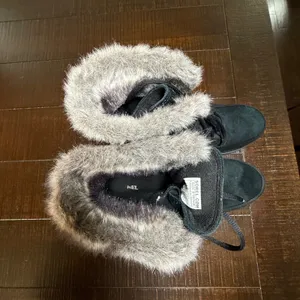 Sorel Explorer Joan Waterproof Winter Boots Black Suede Faux Fur 8.5 Gorpcore thumbnail 8