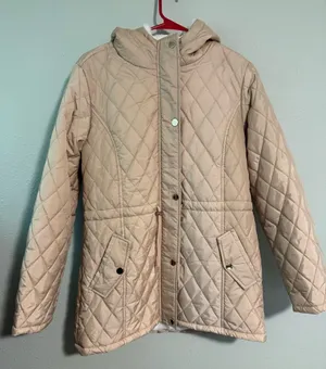 Women's Quilted Beige Puffer Jacket Tan Size L thumbnail 1