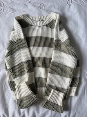 Garage Sweater Cream and Green Striped thumbnail 1