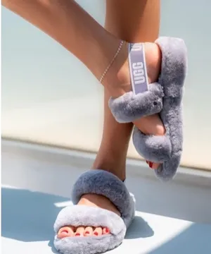UGG oh yeah slides fuzzy wool Slippers 8 thumbnail 1