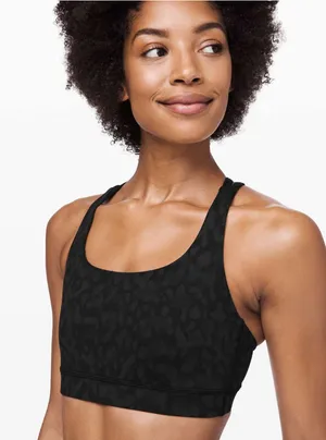 Lululemon Energy Bra Camo Deep Coal Medium Support Sports Bra Womens Size 8 thumbnail 1