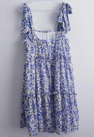 Floral Mini Lined Ruffle Beach Dress thumbnail 7