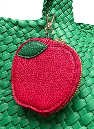 Faux Leather Apple Keychain / Bag Charm / Coin Purse thumbnail 1