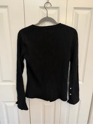 Commense V Neck Flare Sleeve Ribbed Button Cardigan Size Medium NWT thumbnail 3