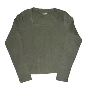 Old Navy Olive Green Ribbed Square Neck Long Sleeve Tee thumbnail 1