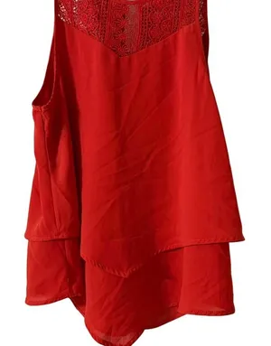 Monteau Los Angeles Orange top lace Neck Women's Large thumbnail 1