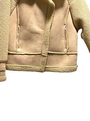 Princess Polly Moondance Faux Sherpa Aviator Jacket Beige Size S/M Neutral Fall thumbnail 8