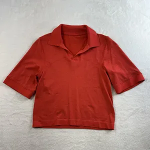 Lululemon Sz 0‎ Swiftly Tech Relaxed-Fit Polo Shirt Cropped Hot Heat / Red Glow thumbnail 4