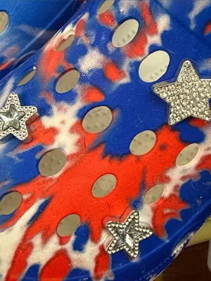 🇺🇸🇺🇸🇺🇸3 for 12$🇺🇸🇺🇸🇺🇸Tie-Dye Blue & Red Clog Shoes with Star Charms-9 thumbnail 2