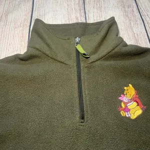 Winnie the‎ Pooh Disney Piglet Fleece 1/4 Zip Pullover Sweater Adult Large Green thumbnail 5