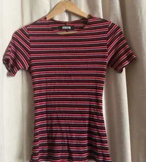 Reformation Striped Ribbed Tee in Red, Pink & Black thumbnail 1