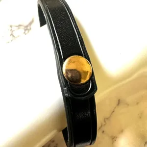 Yik Fung black leather rhinestone bracelet thumbnail 2