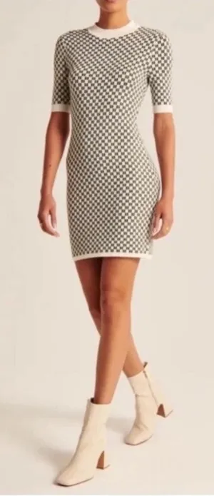 Abercrombie & Fitch Checkered Knit Sweater Mini Dress thumbnail 1