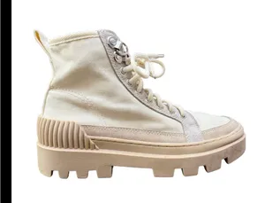 Gianni Bini Women’s High Top Sneakers Boots Sz 7M | Chunky Lug Sole Cream Beige thumbnail 1