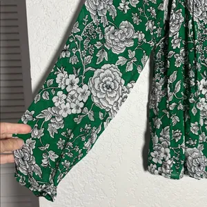 Boden Kelly Green Floral Blouse Sheer Long Sleeve Feminine Romantic Fall thumbnail 2