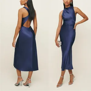 Reformation Casette Silk Dress in Blue Iris 12 thumbnail 9