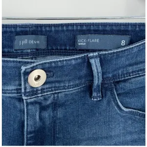 J. Jill Kick Flare Ankle Jeans 8 Blue Distressed Raw Hem High Rise Cropped Denim thumbnail 8