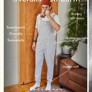 The Great Fantastic Swoveralls Grey Sweatpants Overalls Joggers Unisex thumbnail 3