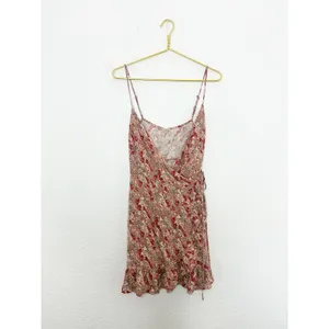 Free People All My Love Pink Multi Floral Print Wrap Slip Dress Size Large thumbnail 4