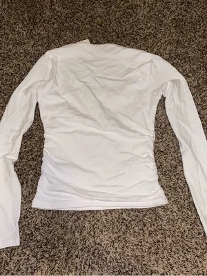 White Square Neck Ruched Long Sleeve Ava Top - Abercrombie & Fitch size S thumbnail 4