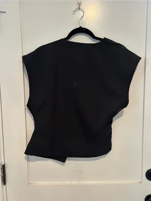 SHEIN Black Structured V-Neck Buttoned Vest size medium thumbnail 3