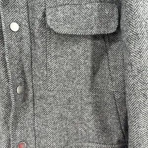 DKNY Charcoal Herringbone wool blend coat zip and button closure winter warm xl thumbnail 10