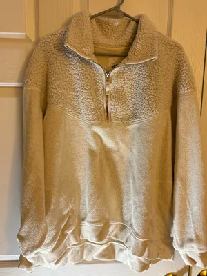 Aerie Women’s Sherpa Pullover Quarter-Zip Cream L thumbnail 2