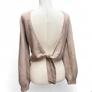 Abercrombie & Fitch Womens XS Tan‎ Reversible Tie Balletcore Cropped Cardigan thumbnail 3