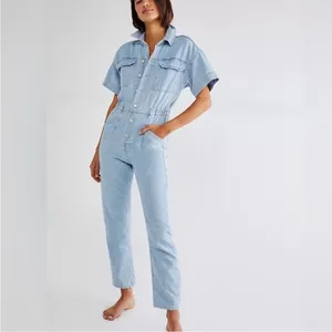Free People we the free Marci coverall denim jumpsuit light wash small thumbnail 5