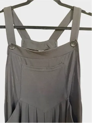 Size S Halara Adjustable Strap Plicated Waffle Casual Overalls Black thumbnail 3