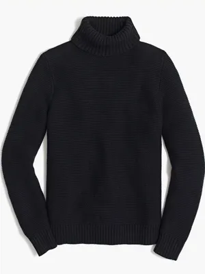J.Crew Classic Turtleneck Waffle knit Wool Blend Black sweater size small thumbnail 1